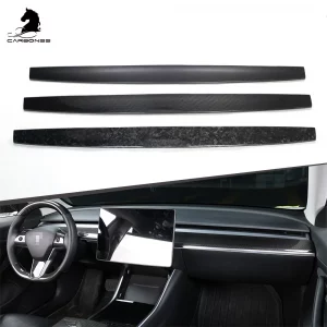 Car Accessories Interior Trims For Tesla Model 3 & Y Dry Carbon Fiber Dashboard Cover