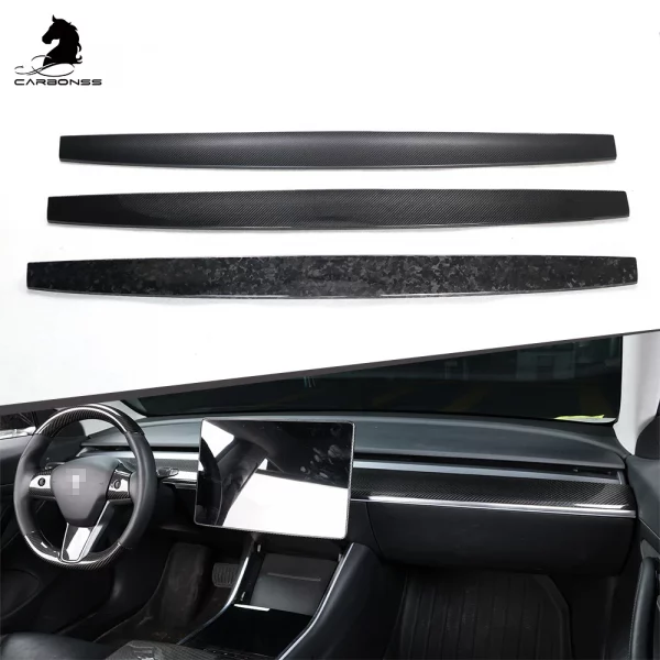 Car Accessories Interior Trims For Tesla Model 3 & Y Dry Carbon Fiber Dashboard Cover