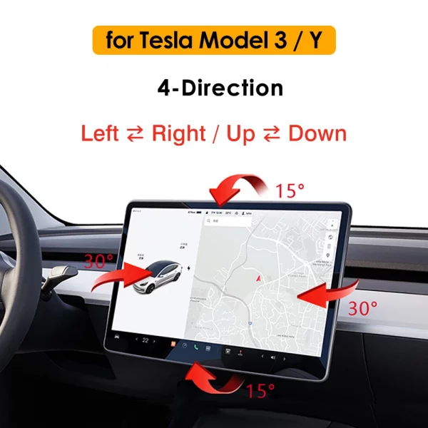 New Car Interior Accessories 40 Degree Full Direction Screen Rotating Holder for Tesla Model 3 Y Highland Swivel Mount Bracket – Image 2