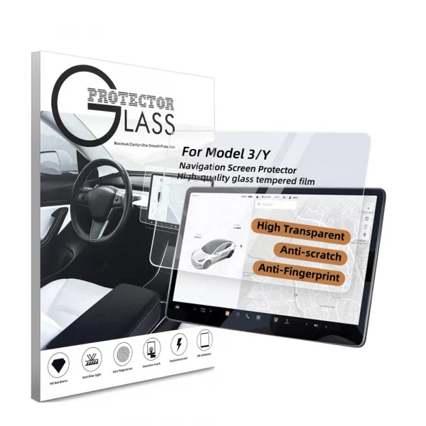 9H Hardness Explosion-Proof Anti-Scratch Center Control Car Gps Navigation 15" Tempered Glass Screen Protector For Tesla Model 3 – Image 8